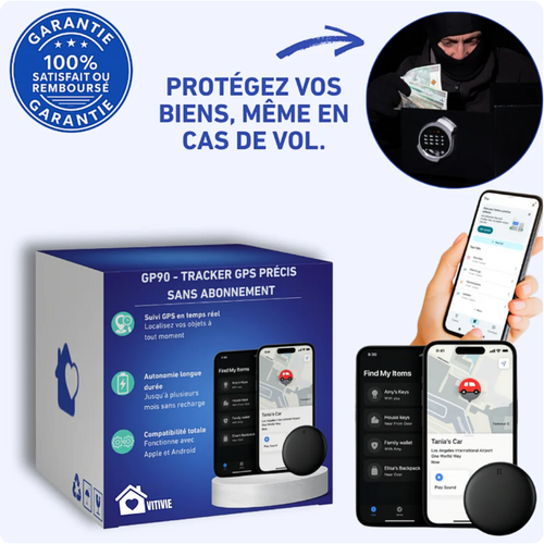 GP90 - Tracker GPS précis sans abonnement (android/apple)