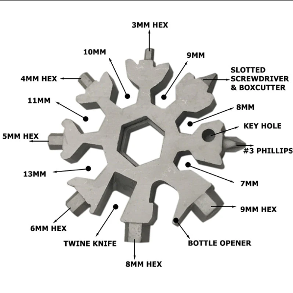 Outil multifonction flocon de neige 18 en 1